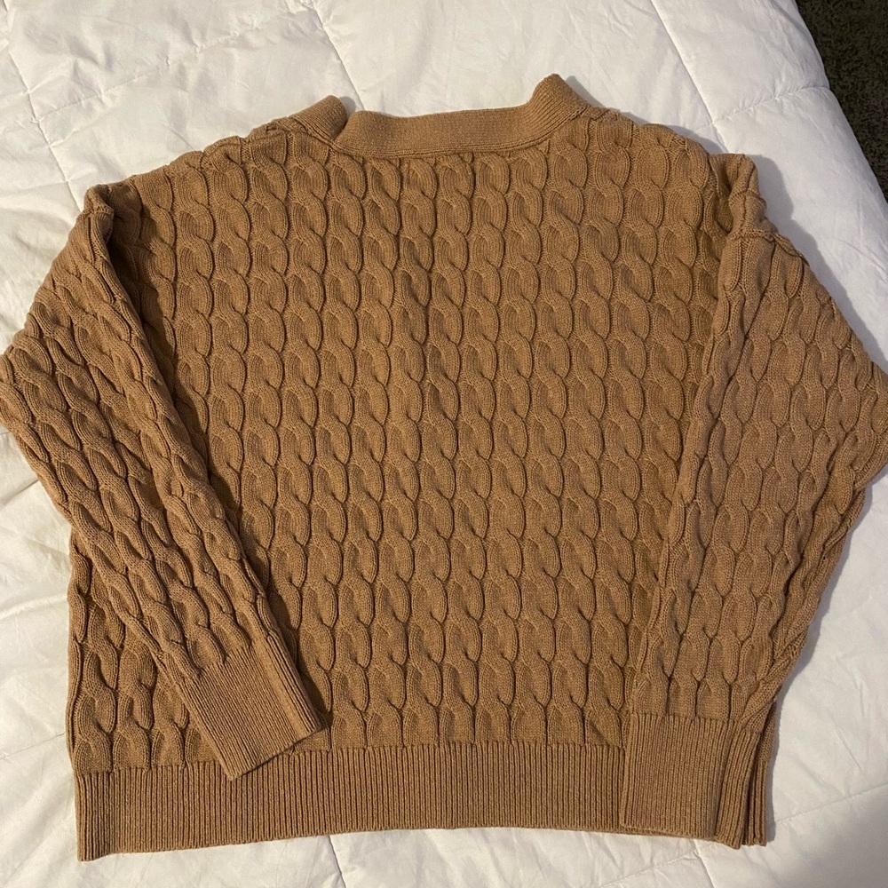 Old Navy Cable Knit Button-Front Cardigan in Camel Brown - Picture 2 of 4